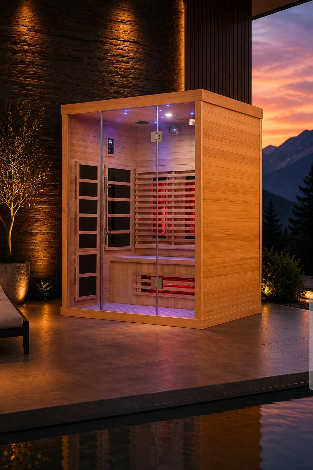 Blisspod | Venetian | Full Spectrum Indoor Premium Canadian Hemlock Ultra Low EMF Sauna | 11 Heaters | Chromotherapy & Reflexology | 3 Person